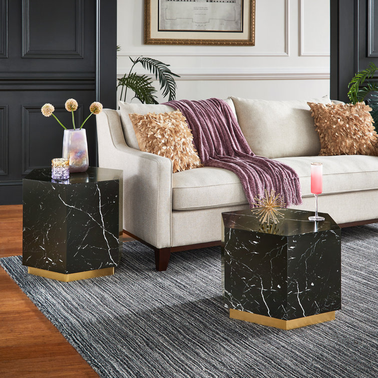 Kingstown Home Roman 2 Piece Marble Top Living Room Table Set